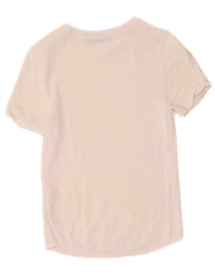 Zara Camiseta Feminina Crop Top UK 8 Pequena Viscose Branca
