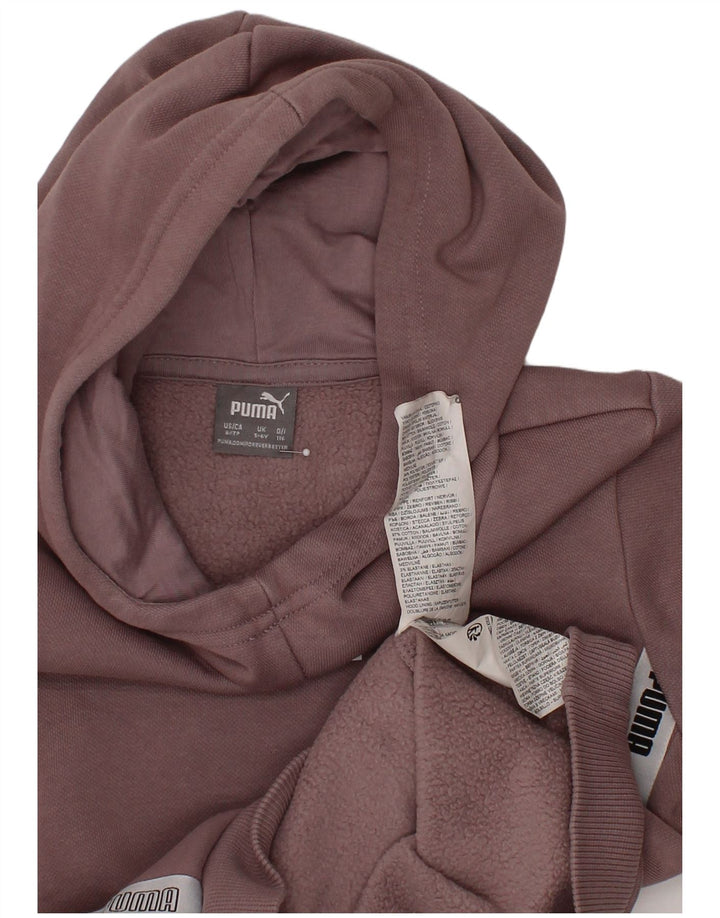 Jumper com capuz gráfico feminino PUMA 5-6 anos algodão roxo