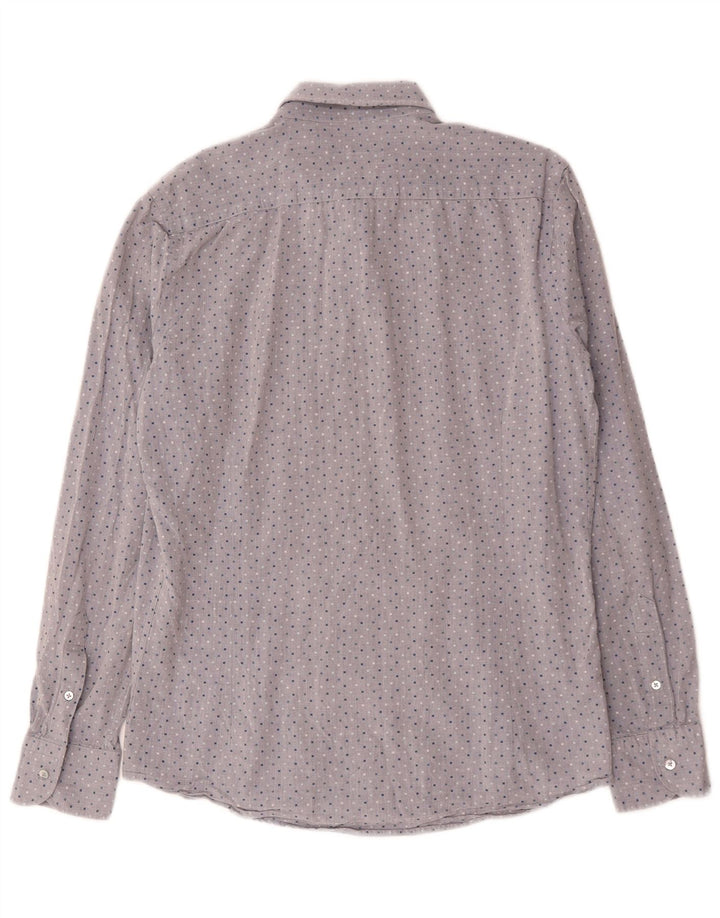 Camisa masculina Massimo Dutti algodão manchado cinza médio