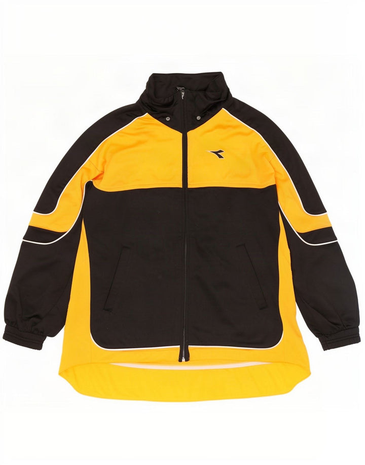 Diadora Mens Tracksuit Top Jacket UK 38 Medium Black Colourblock Poliéster
