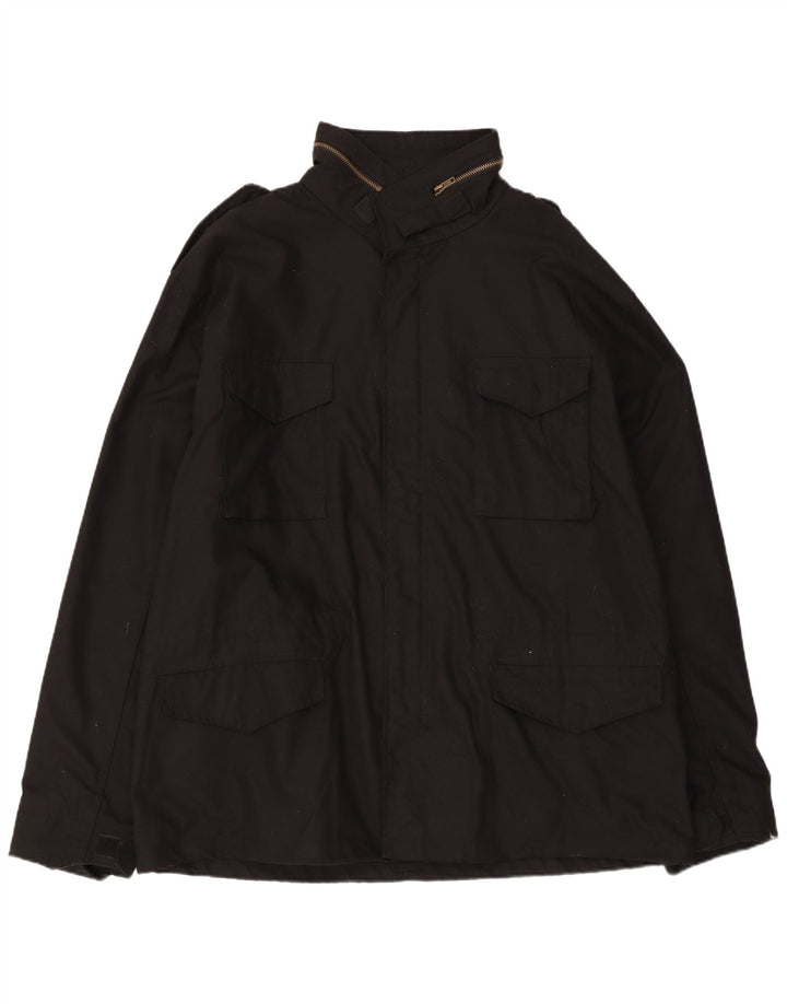 Jaqueta utilitária masculina vintage UK 44 2XL poliéster preto