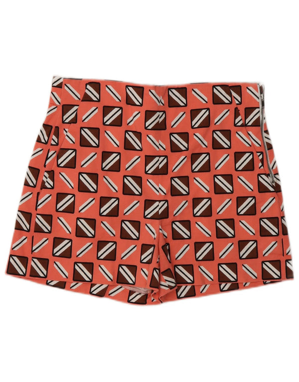 Zara Shorts feminino casual de cintura alta médio W28 laranja geométrico