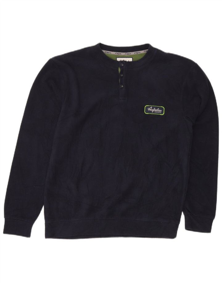 AUSTRALIAN L'ALPINA Suéter de lã masculino médio azul marinho poliéster