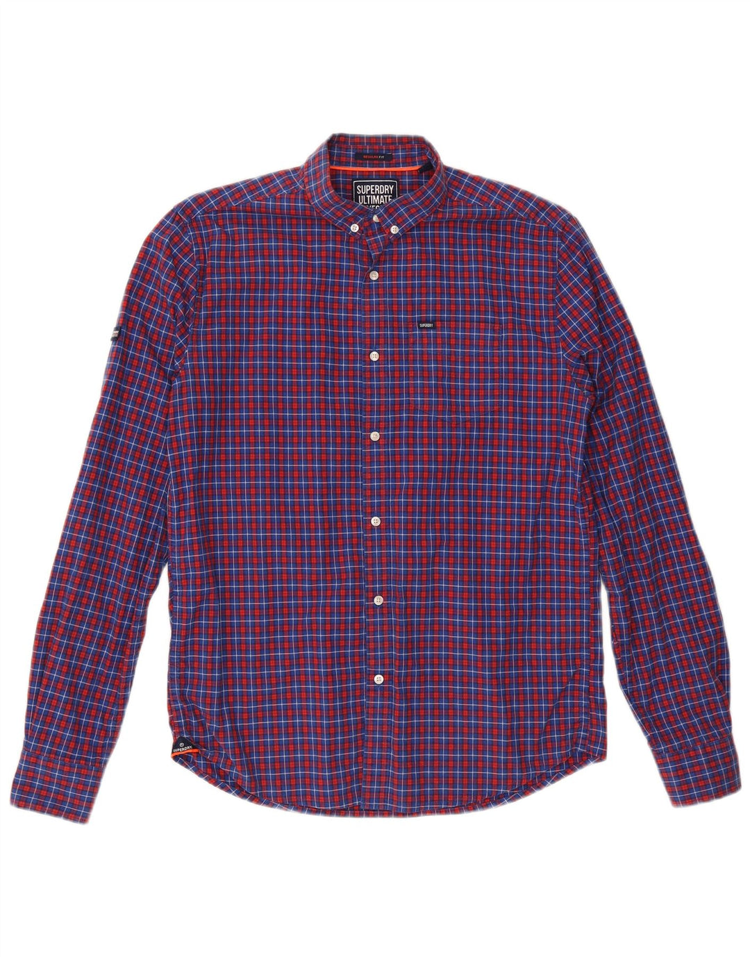 Camisa masculina SUPERDRY de algodão xadrez azul médio