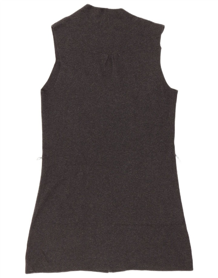 Suéter cardigã feminino sem mangas Marks & Spencer Reino Unido 12 cinza médio