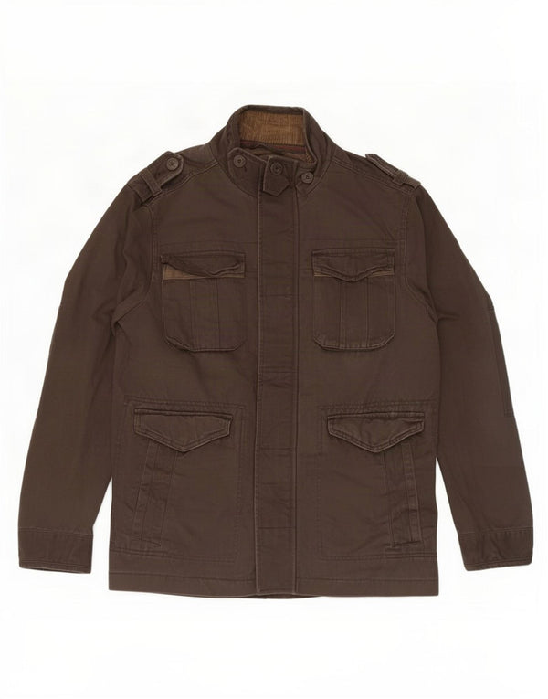 Jaqueta militar masculina Fat Face Reino Unido 38 algodão marrom médio