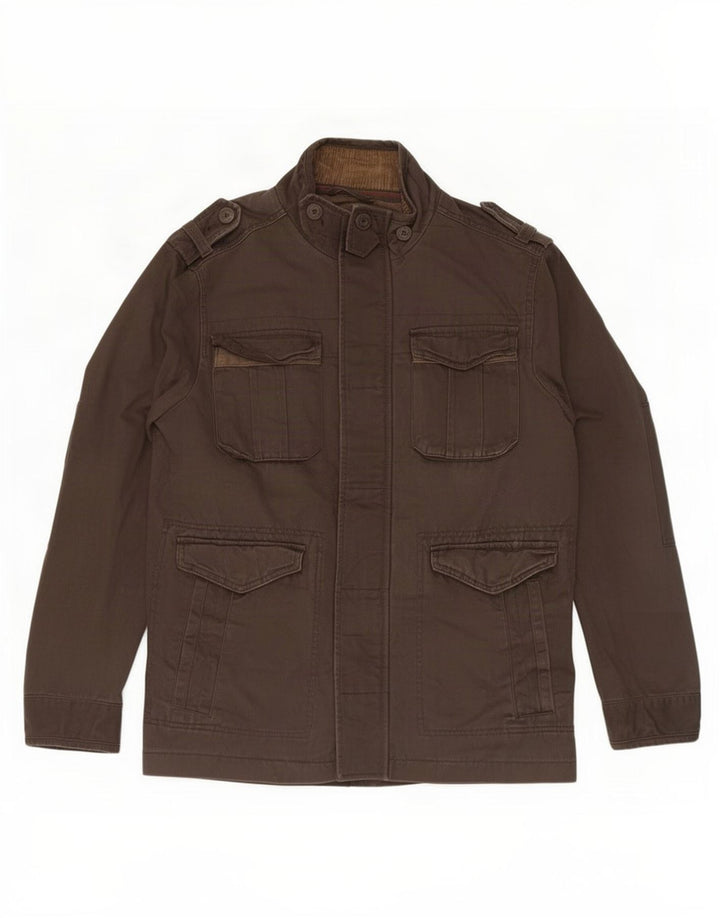 Jaqueta militar masculina Fat Face Reino Unido 38 algodão marrom médio