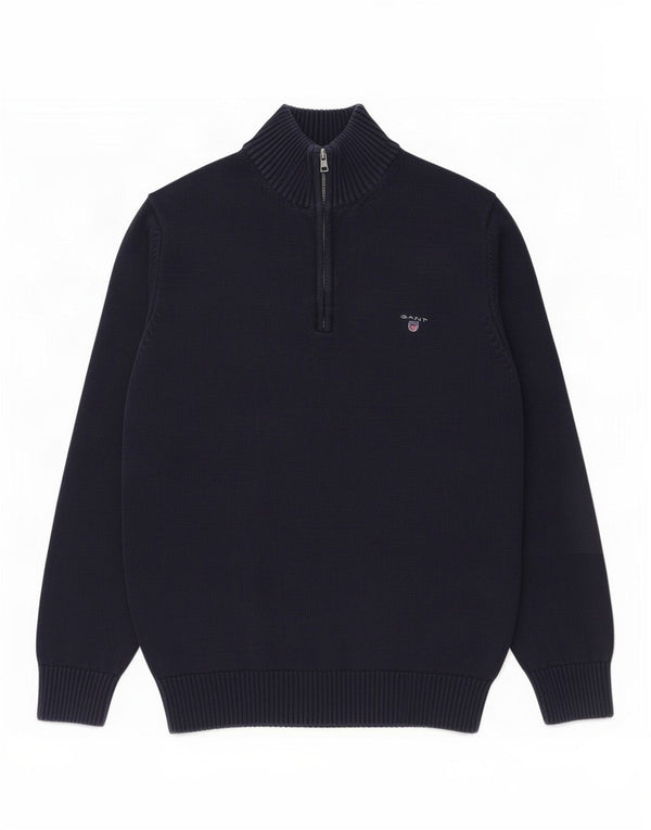 Suéter masculino Gant com zíper e gola XL algodão azul marinho