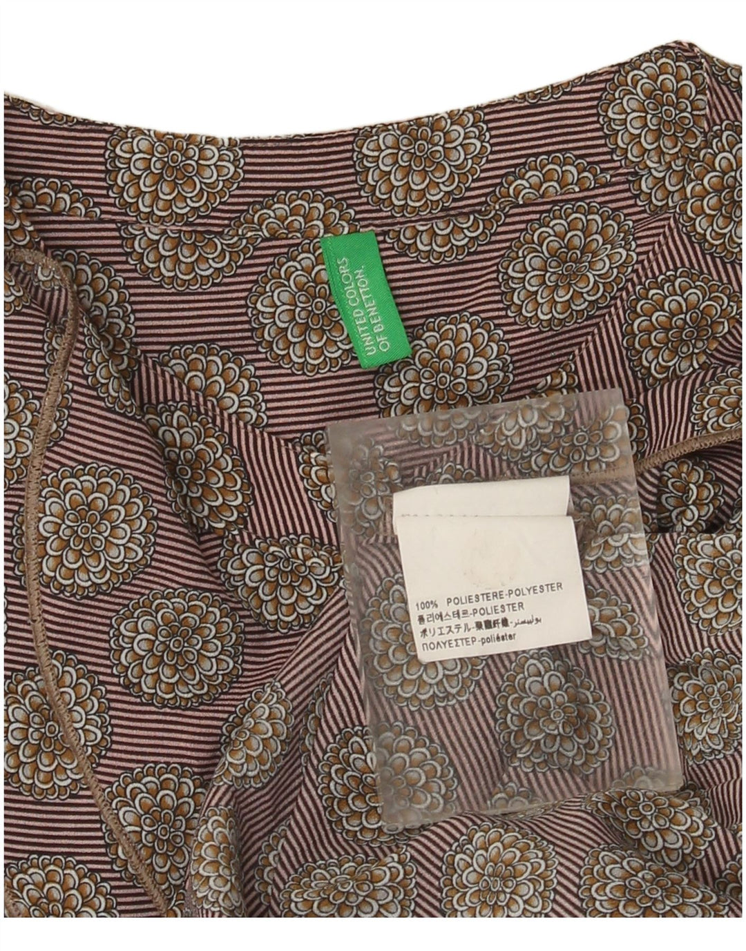 Blusa feminina Benetton com babados na frente Reino Unido 14 cinza médio floral