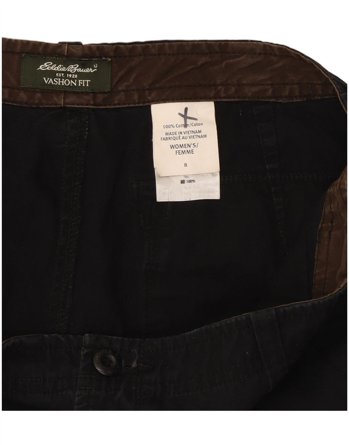 Calça feminina Eddie Bauer Vashon Fit Capri EUA 8 médio W30 L22 preta