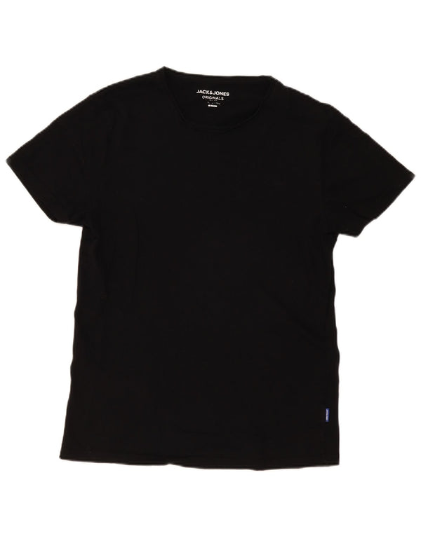 Camiseta masculina Jack & Jones de manga curta slim fit top grande de algodão preto