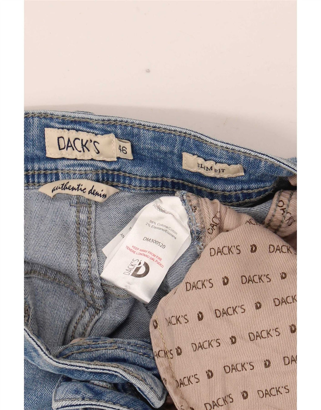 Dack's Mens Slim Jeans IT 46 Pequeno W30 L30 Azul Algodão