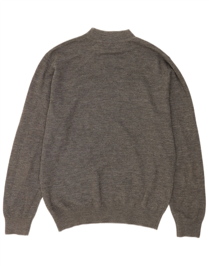 Suéter masculino Zara com gola tartaruga e acrílico cinza médio