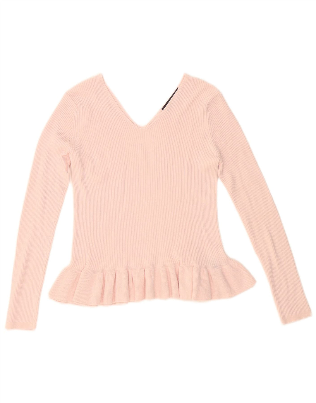 Suéter feminino Marks & Spencer com decote em V UK 12 viscose rosa médio