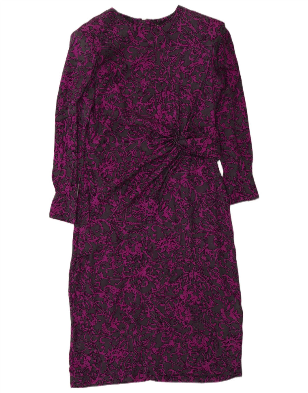 Vestido feminino DONNA ENRICA manga comprida, tamanho UK 16, grande, roxo, paisley