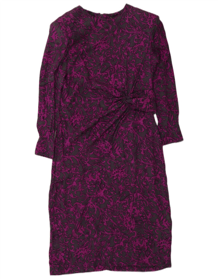 Vestido feminino DONNA ENRICA manga comprida, tamanho UK 16, grande, roxo, paisley
