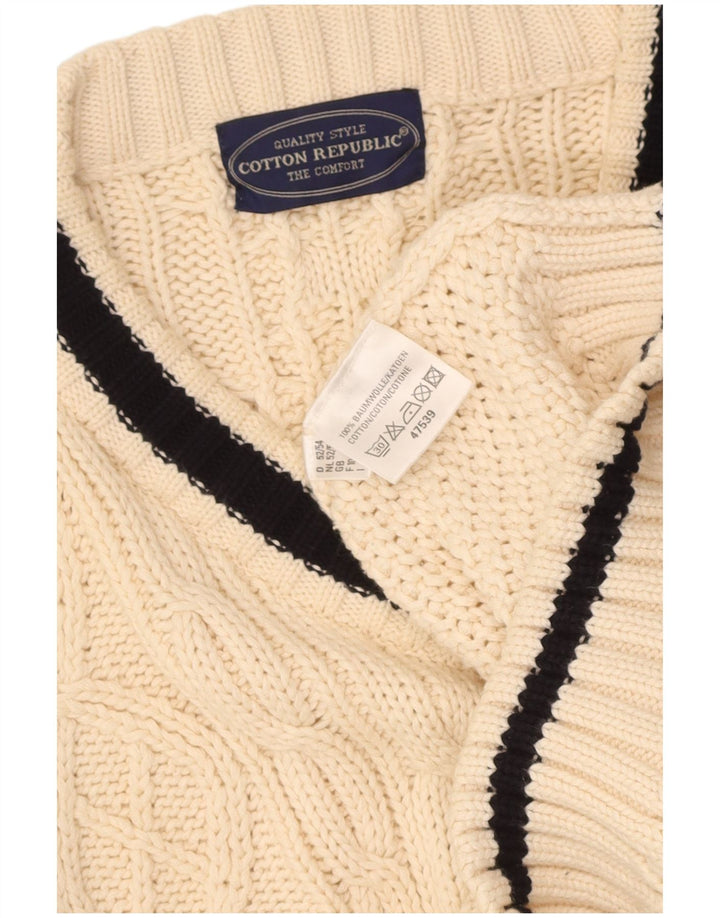 Suéter masculino com decote em V COTTON REPUBLIC algodão bege médio