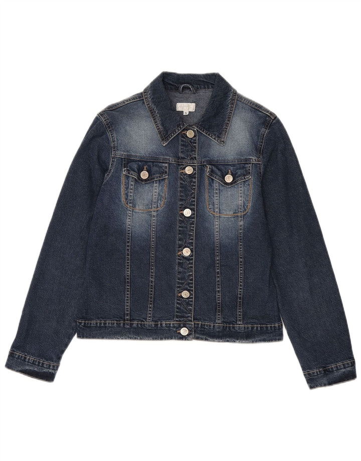 Jaqueta jeans feminina vintage Reino Unido 10 algodão azul pequeno