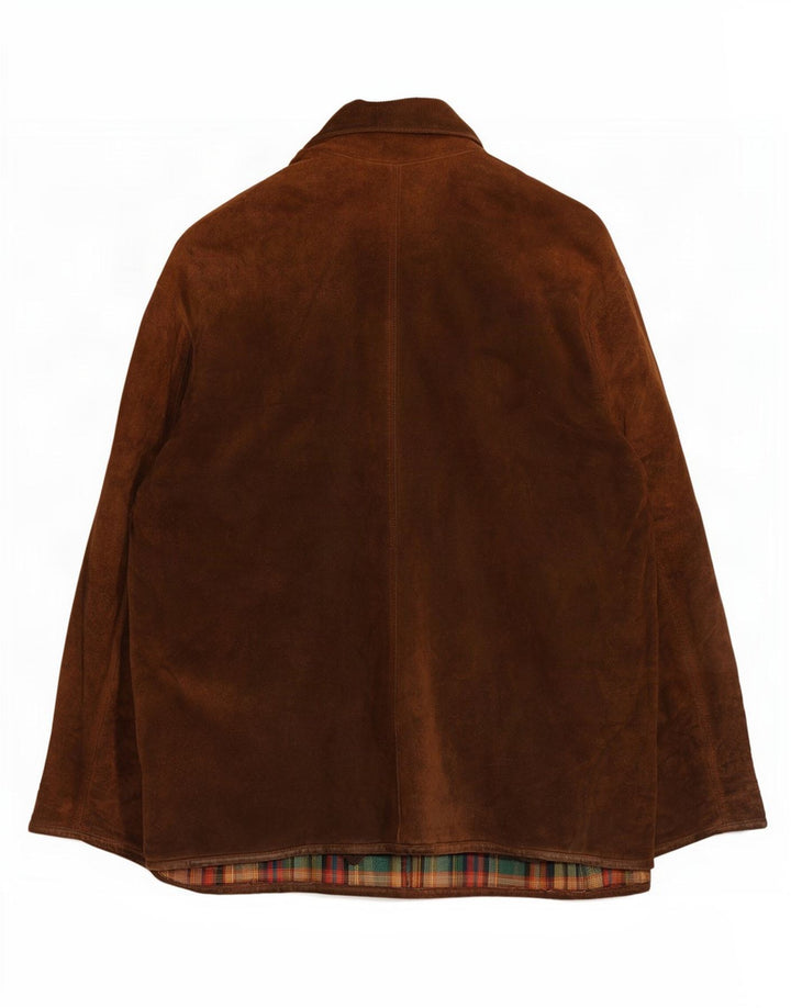 Jaqueta masculina de camurça Thornton Bay Reino Unido 44 2XL couro marrom