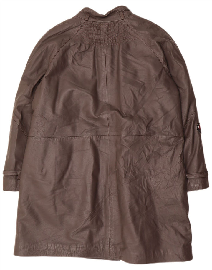 Casaco de couro feminino vintage IT 48 XL cinza