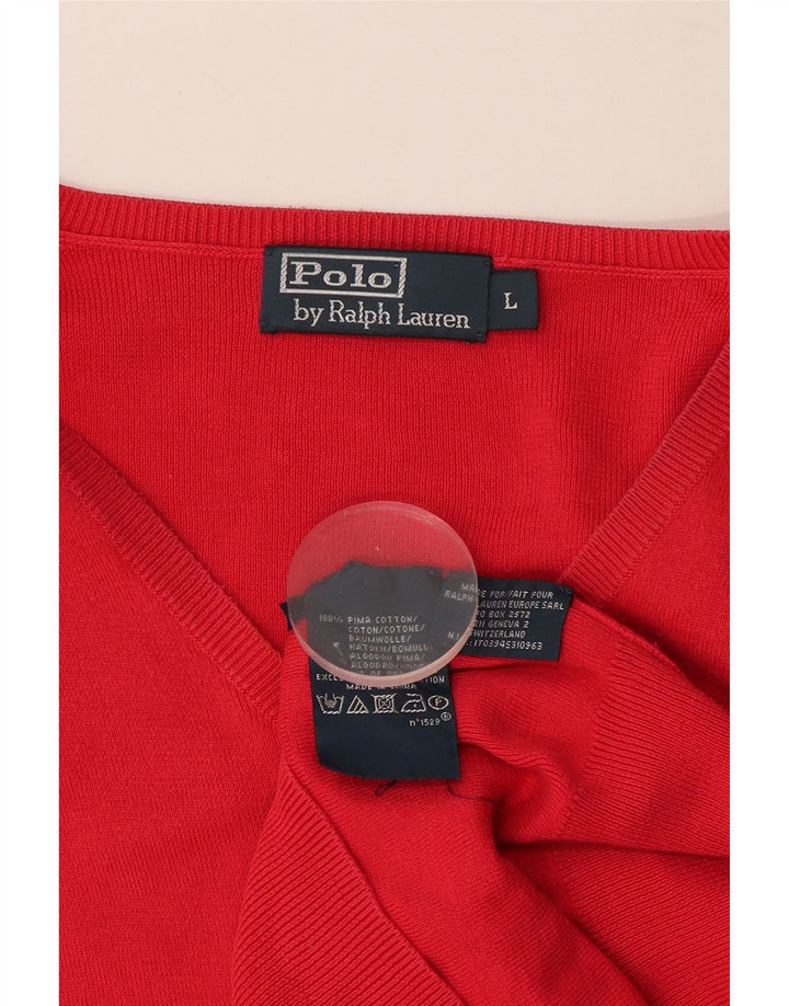 Polo Ralph Lauren Suéter masculino com decote em V grande rosa