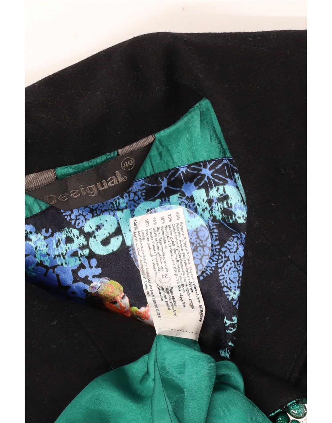 Casaco feminino Desigual Double Breasted EU 40 Médio Multicolorido