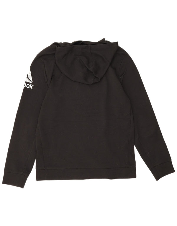 Reebok Mens Graphic Hoodie Jumper Médio Preto Poliéster