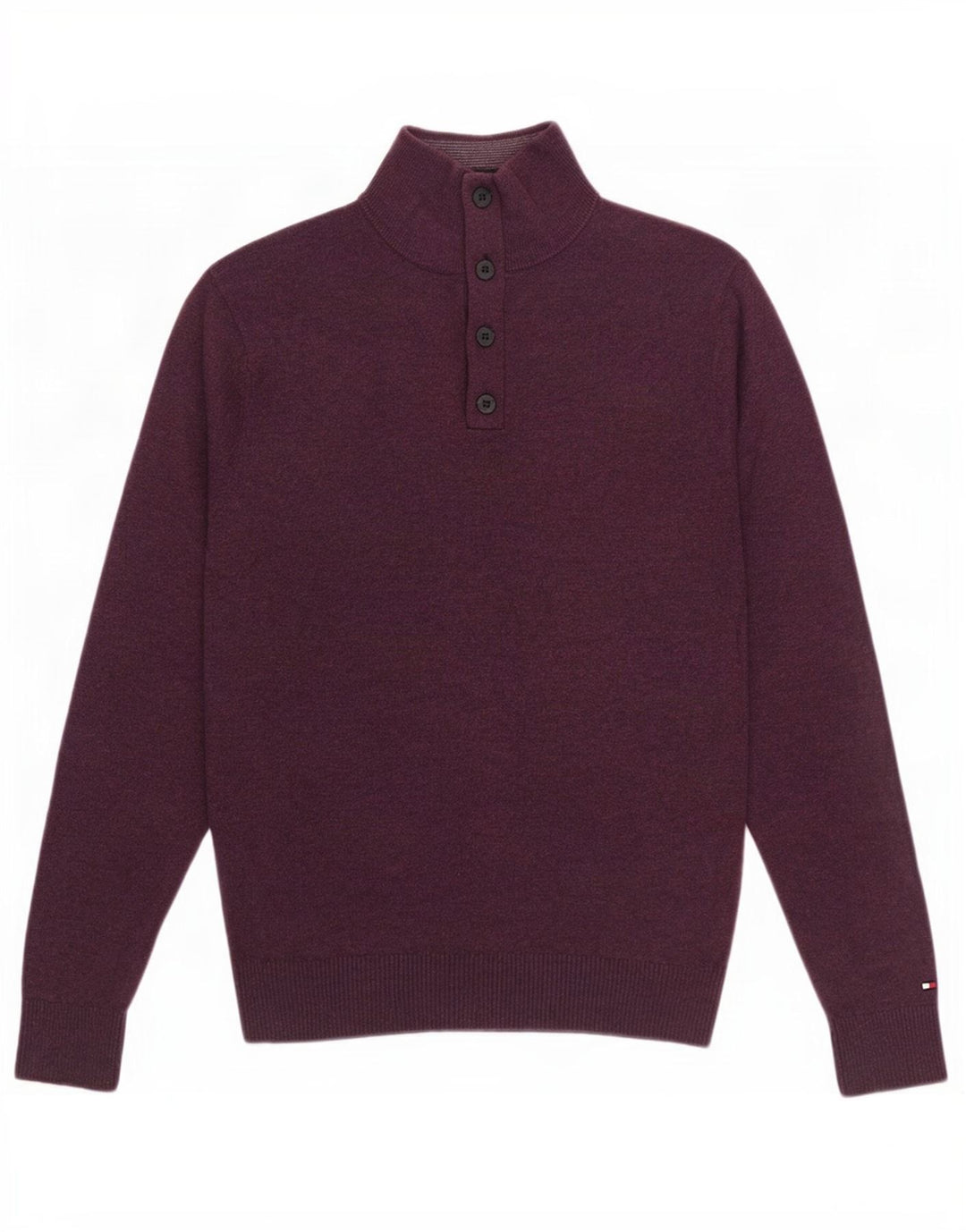 Tommy Hilfiger Suéter masculino com gola redonda e pequeno algodão Borgonha