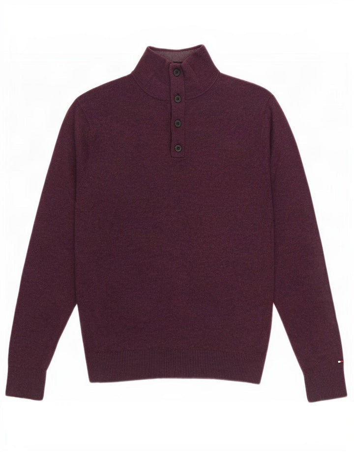 Tommy Hilfiger Suéter masculino com gola redonda e pequeno algodão Borgonha