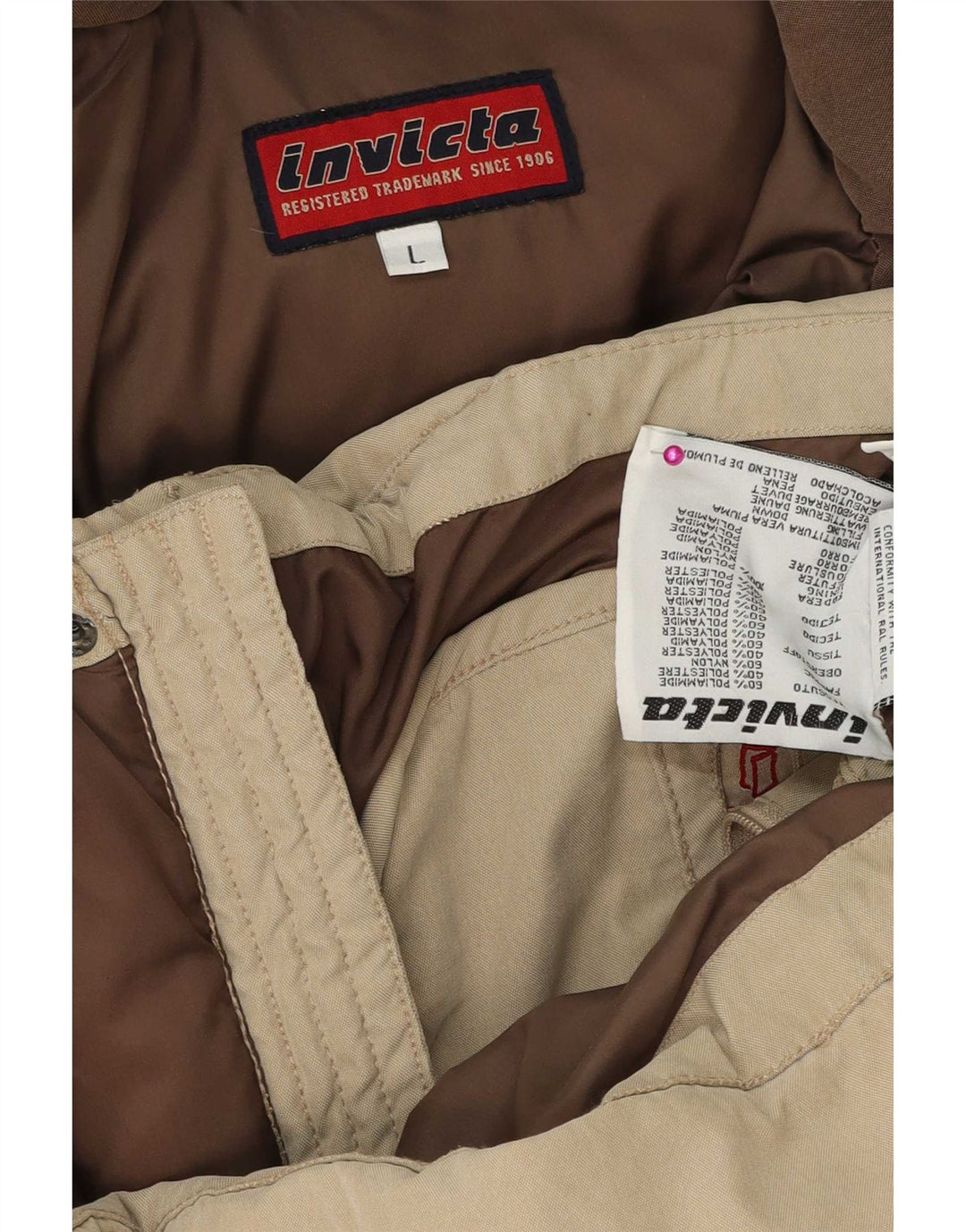Jaqueta masculina acolchoada com capuz Invicta UK 40 grande poliamida bege