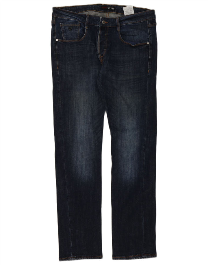 Guess Mens Slim Jeans W34 L34 Azul Marinho Algodão