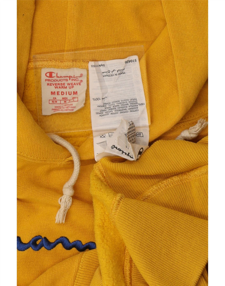 CHAMPION Suéter feminino com capuz gráfico Reverse Weave Reino Unido 14 Médio Amarelo