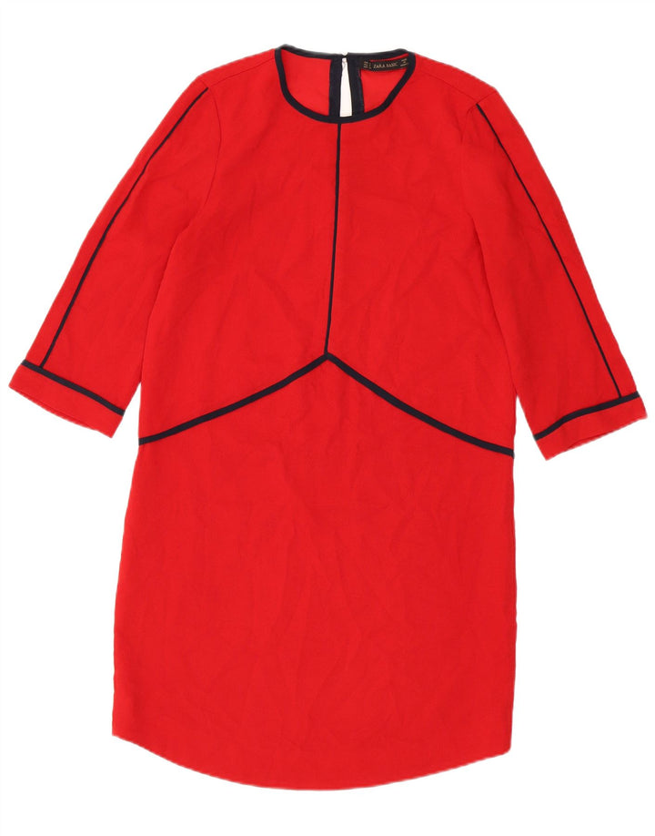 ZARA Vestido feminino de manga curta com manga curta UK 10 pequeno vermelho