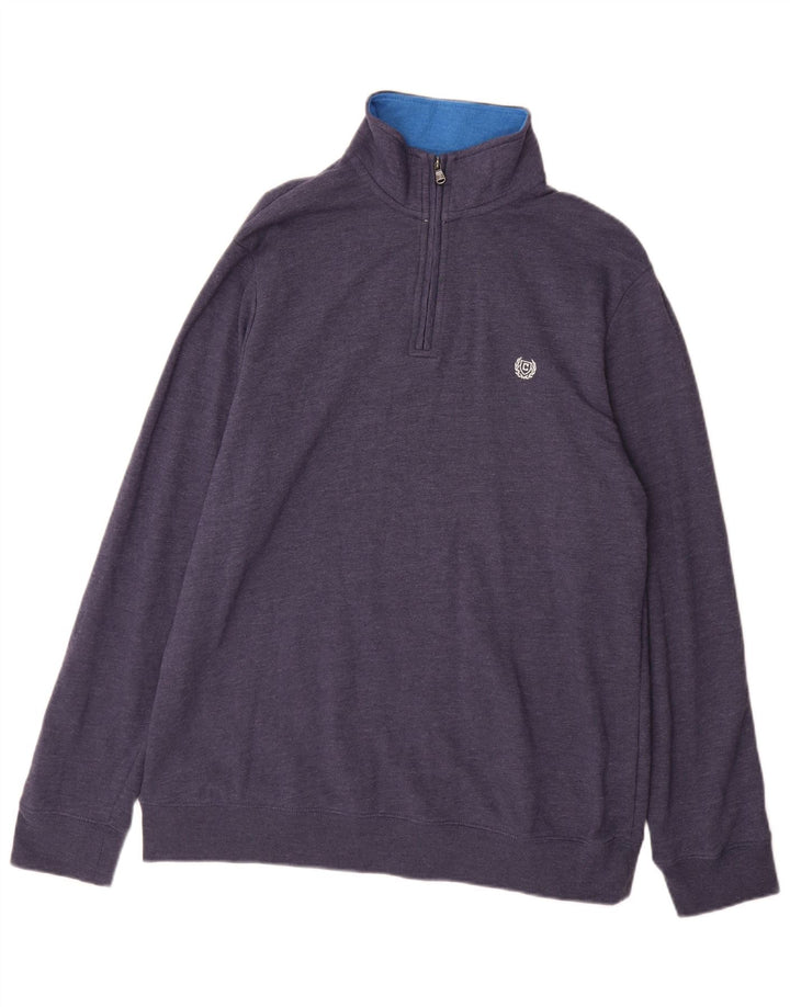 Moletom masculino Chaps com zíper e gola XL azul marinho algodão