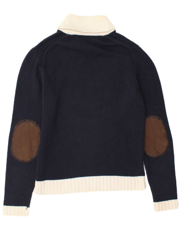 Suéter masculino Gas com gola xale e algodão colorblock médio azul marinho