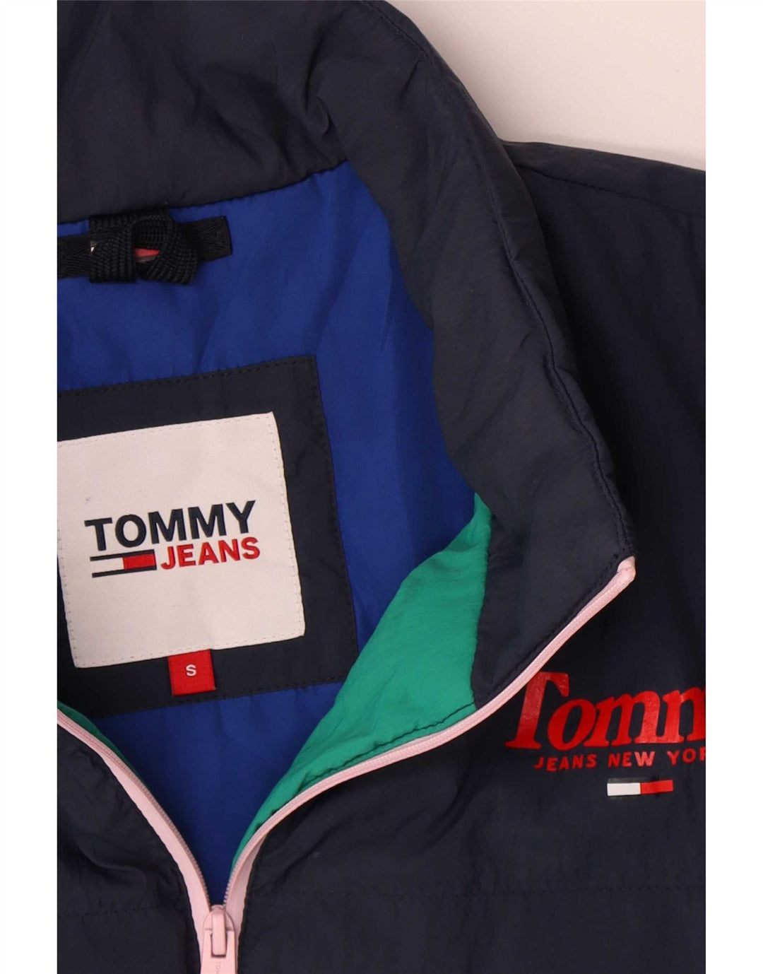 Jaqueta bomber acolchoada masculina Tommy Hilfiger Reino Unido 36 bloco colorido verde pequeno
