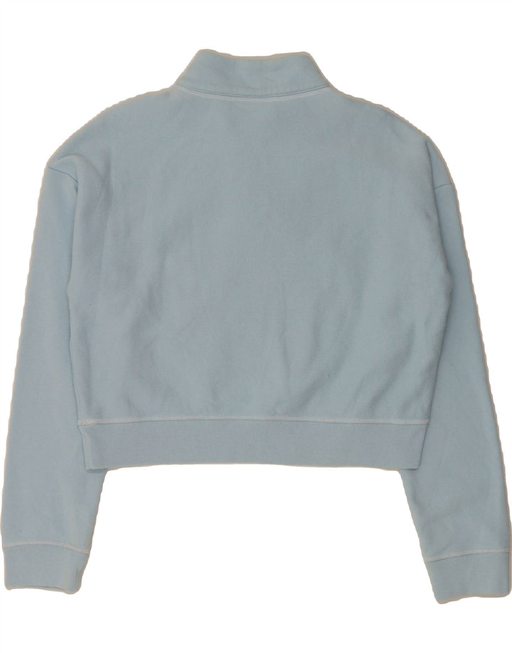 CHAMPION Womens Graphic Crop Sweatshirt Jumper UK 14 Large Blue Cotton Vintage Champion and Second-Hand Champion from Messina Hembry 