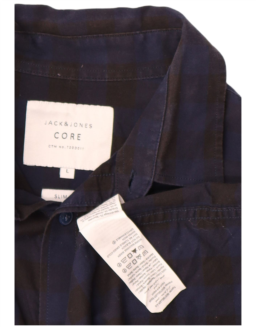 Camisa masculina JACK & JONES slim fit grande algodão guingão preto