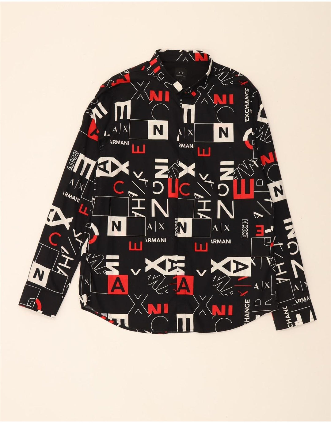 ARMANI EXCHANGE Camiseta masculina com estampa abstrata XL algodão preto