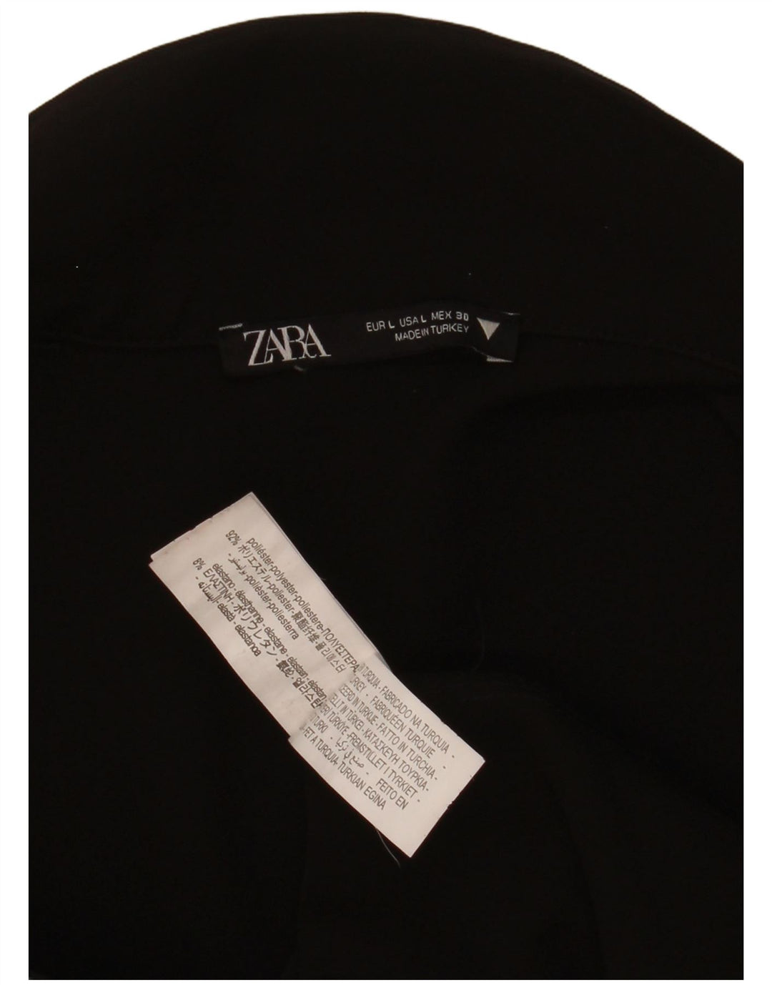 Macacão feminino Zara com gola polo UK 14 grande poliéster preto