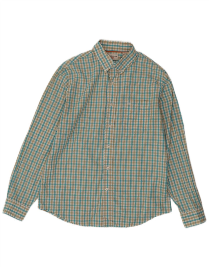 Camisa masculina DOCKERS algodão guingão azul médio