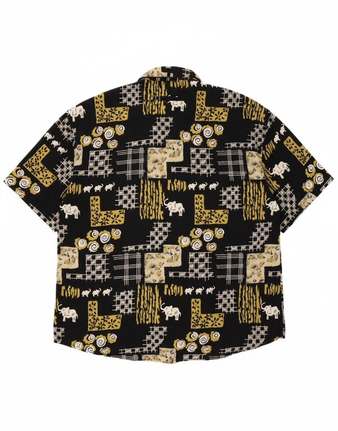 Camisa masculina de manga curta VINTAGE XL preta patchwork