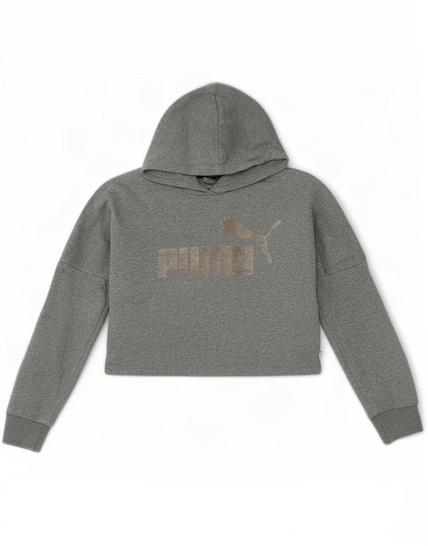 Suéter Puma feminino oversized com capuz e corte gráfico 11-12 anos cinza