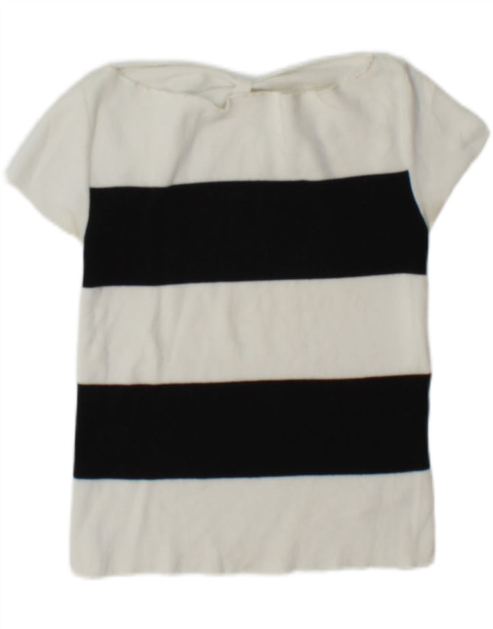 Top feminino Emporio Armani com ombro de fora IT 42 listrado branco médio