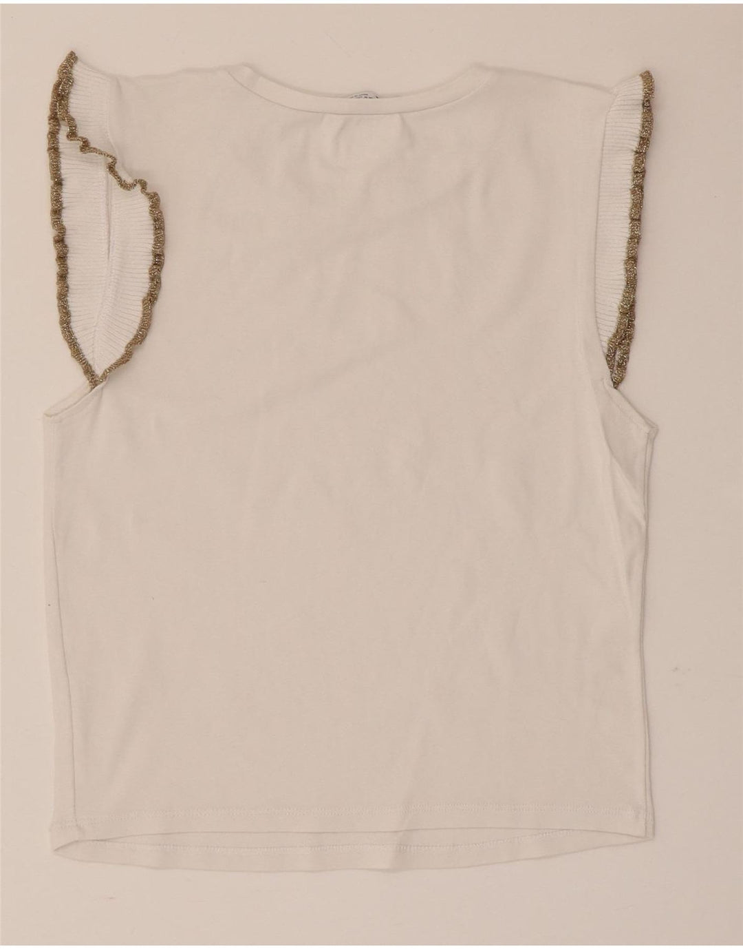 Blusa feminina sem mangas Zara Top UK 12 médio branco