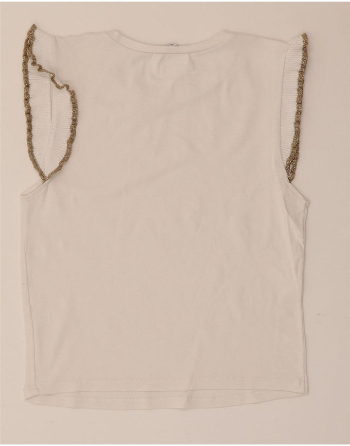 Blusa feminina sem mangas Zara Top UK 12 médio branco