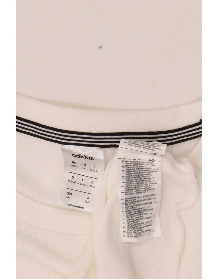 Adidas Womens Climalite Sweatshirt Jumper UK 12/14 Médio Branco Poliéster