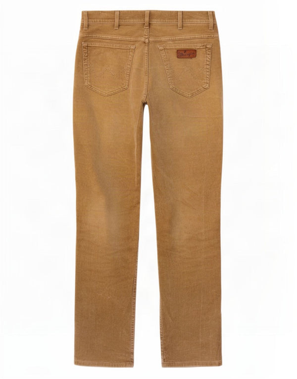 Calça masculina Wrangler Texas Stretch Straight Corduroy W34 L33 Algodão Bege