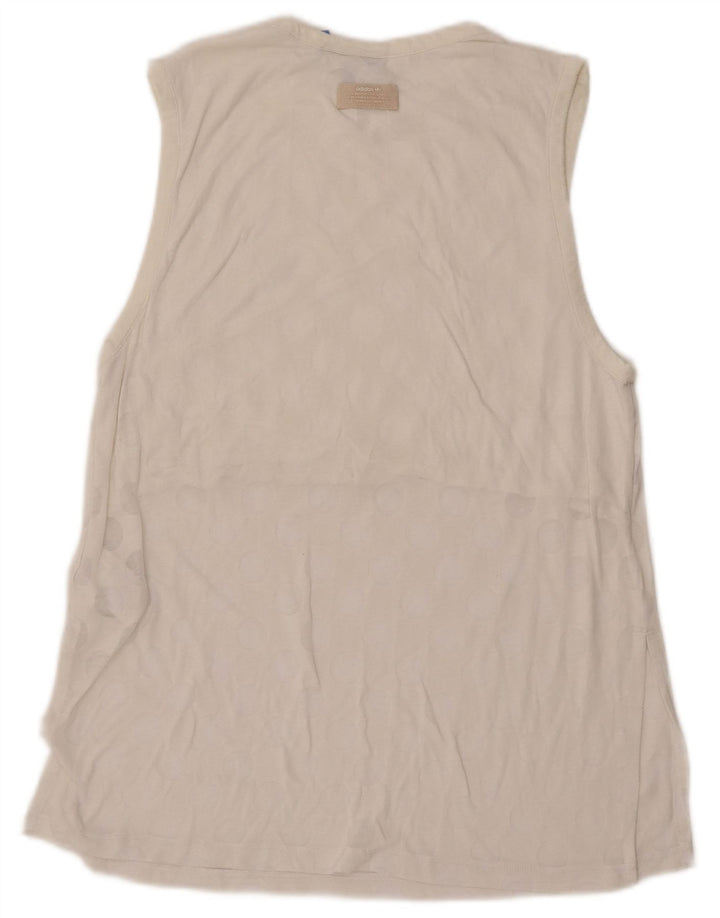 ADIDAS Womens Vest Top UK 10 Pequeno Poliéster Geométrico Branco