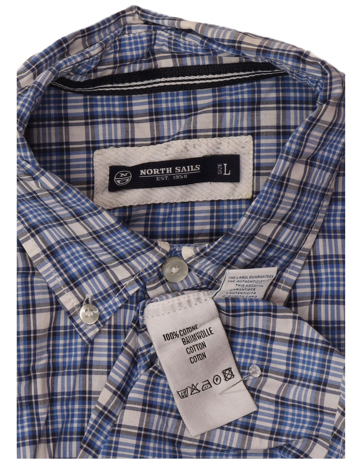 Camisa masculina de manga curta North Sails grande algodão xadrez azul